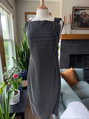 Max Studio Classic Black & White Striped Sheath Dress